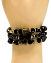 J60392 - 3 Row Beaded Stretch Bracelet - Black