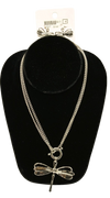 J60427 - Drangonfly Pendant neck set - Silver