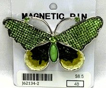 J62134-2-Magnetic Broach Butterfly - Green