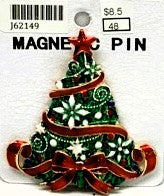 J62149-Magnetic Broach Xmas Tree - Red/Green