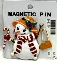 J62150-Magnetic Broach Xmas Snowman - White