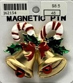 J62154-Magnetic Broach Xmas Bells - Gold