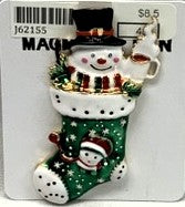 J62155-Magnetic Broach Xmas Snowman - Green/White