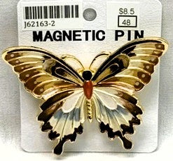 J62163-2-Magnetic Broach Butterfly - Brown