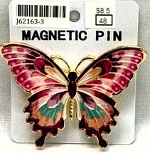 J62163-3-Magnetic Broach Butterfly - Fuchsia