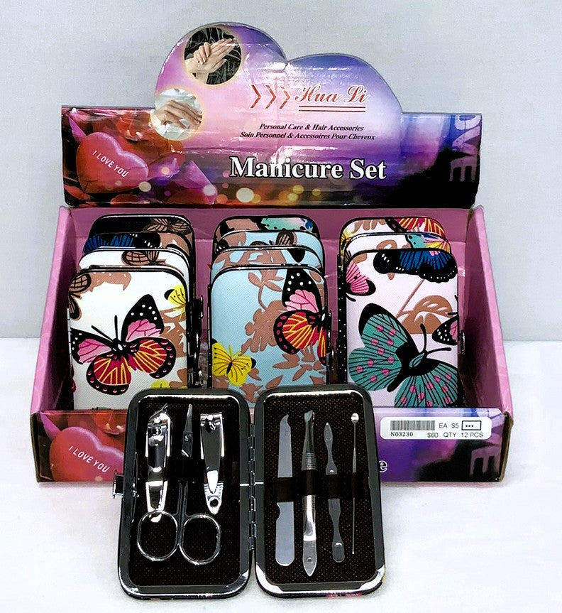 N03230-Manicure Set (12 sets /un) - Butterfies