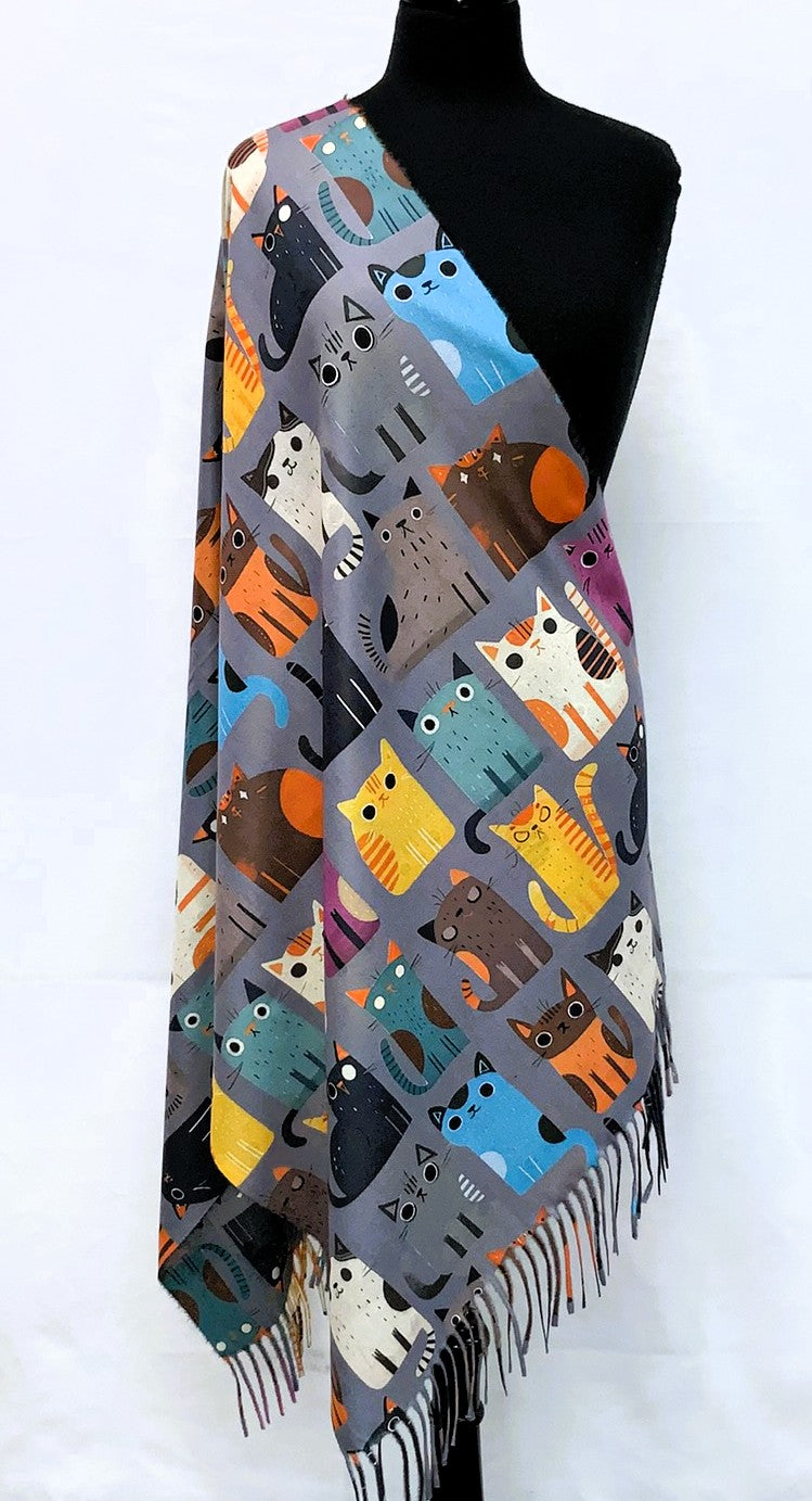 SD2612-2-Shawl Cat - Grey