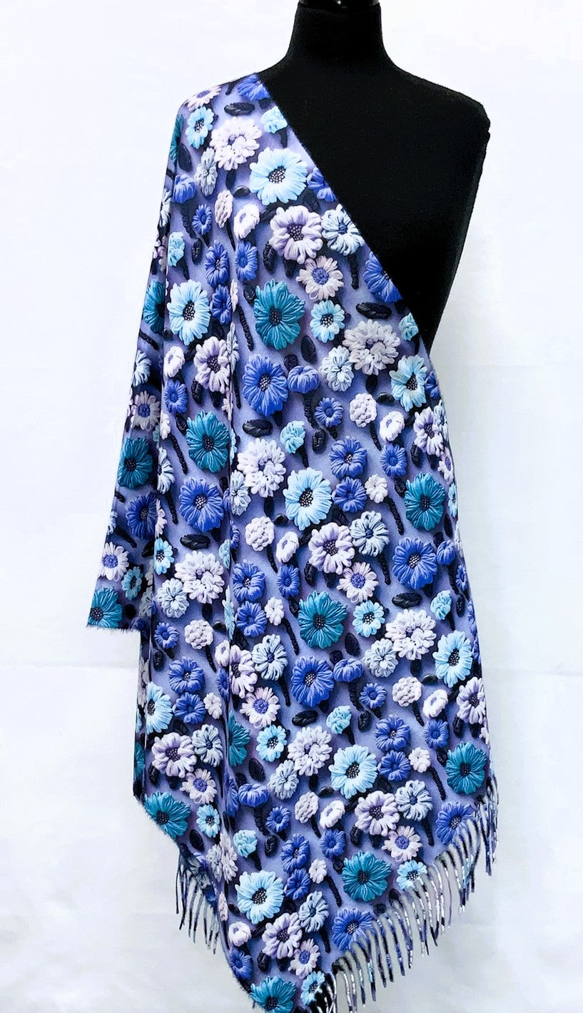 SD2617-1-Shawl fLOWER - Blue