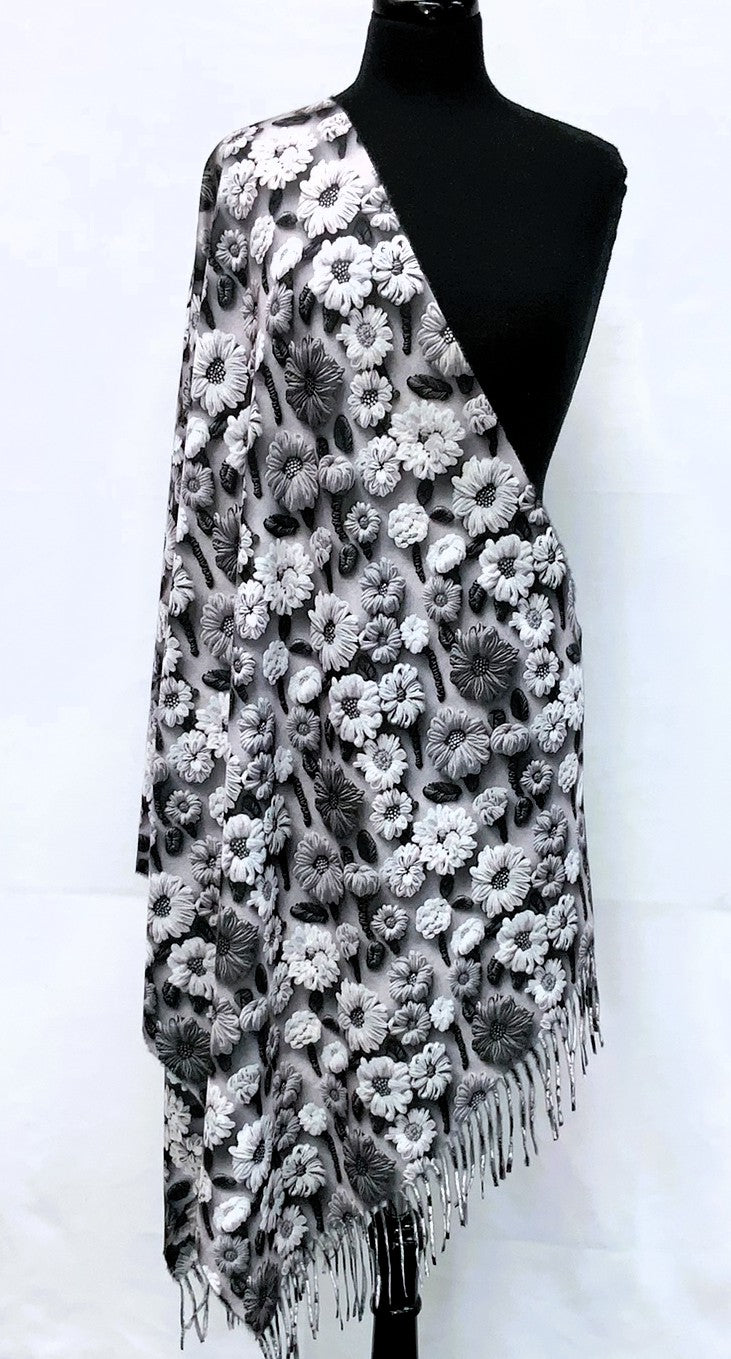 SD2617-3-Shawl- Flower - Grey