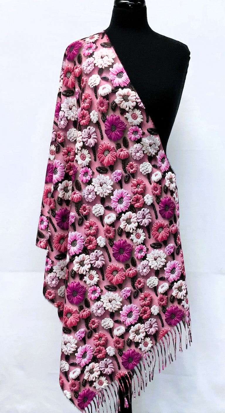 SD2617-4-Shawl- Flower - Dk. Pink