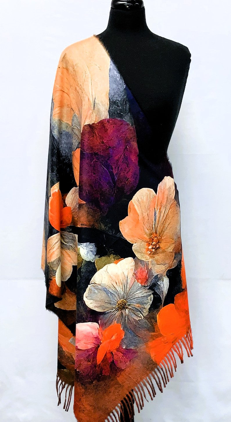SD2618-1-Shawl- Flower - Black