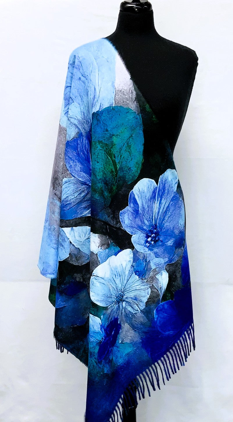 SD2618-2-Shawl- Flower - Blue