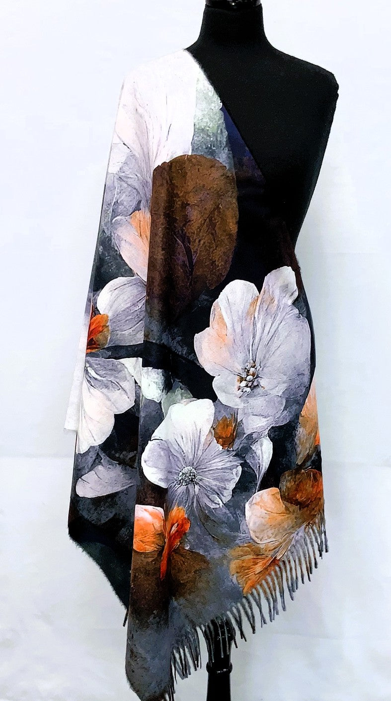 SD2618-3-Shawl- Flower - Grey