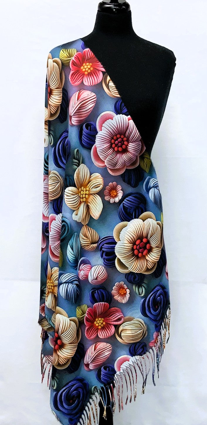SD2619-1-Shawl- Flower - Blue