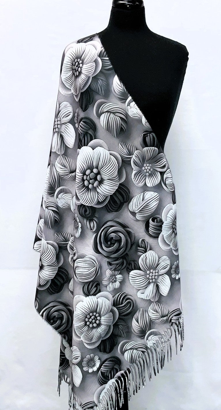 SD2619-3-Shawl- Flower - Grey