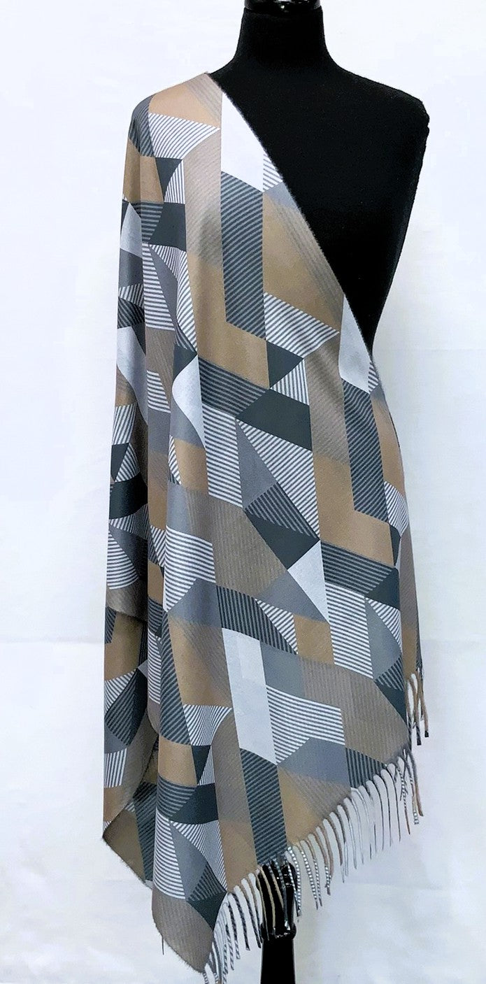 SD2621-1-Shawl- Geometric - Grey