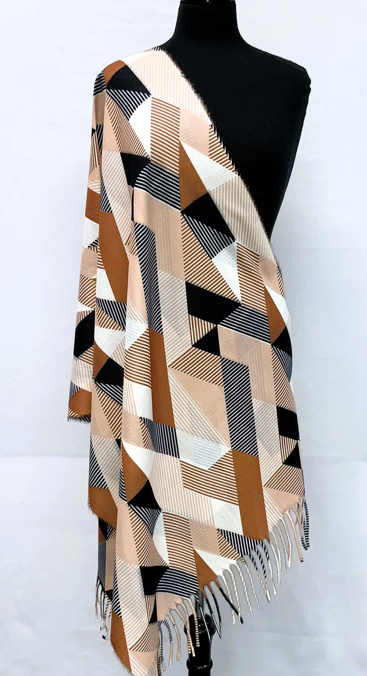 SD2621-2-Shawl- Geometric - Beige