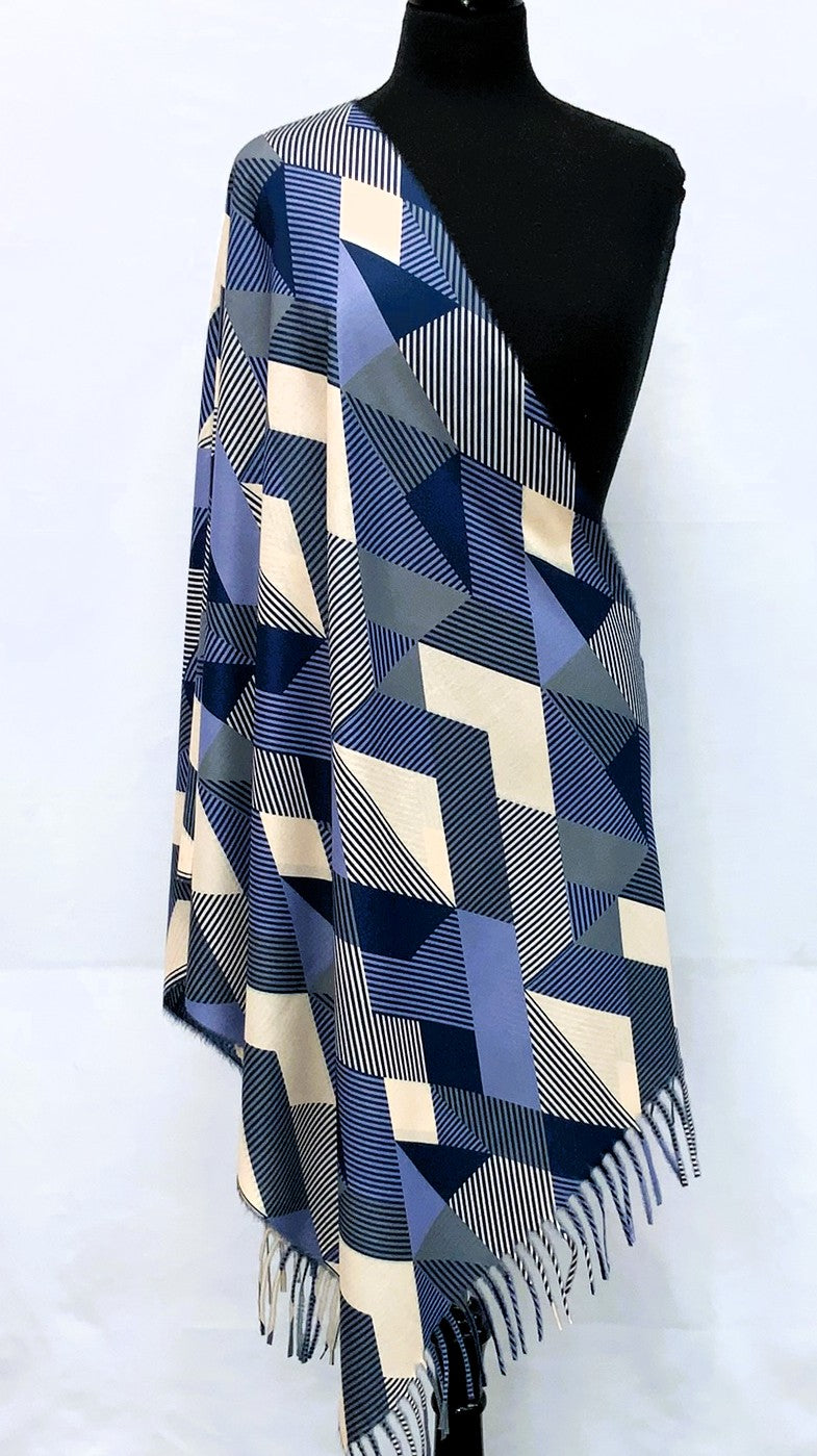 SD2621-3-Shawl- Geometric - Blue