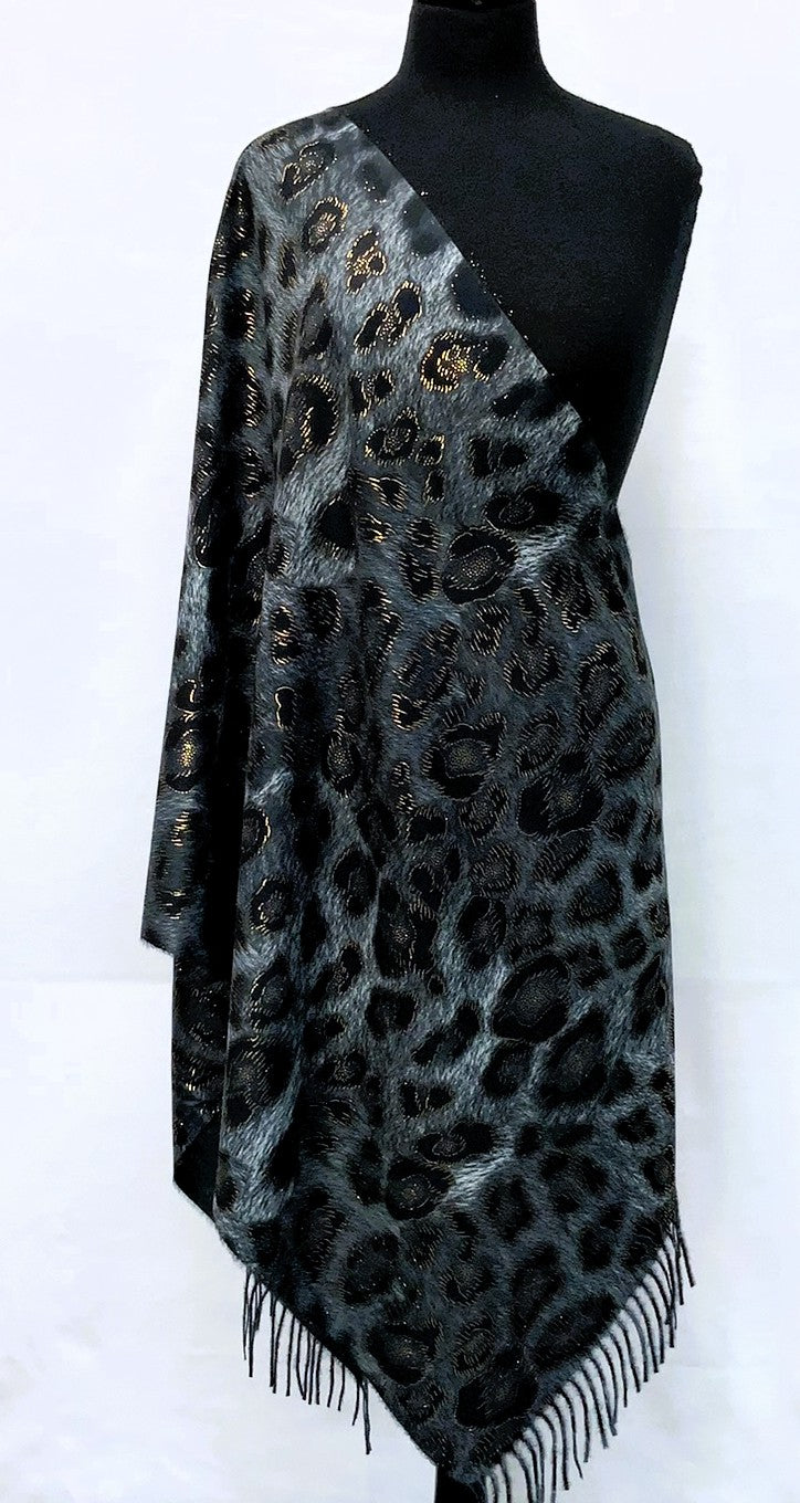 SD2624-1-Shawl Glitz Animal - Beige
