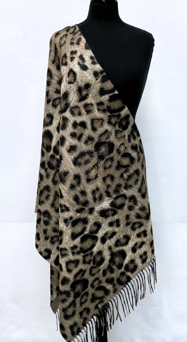 SD2624-2-Shawl Glitz Animal - Grey