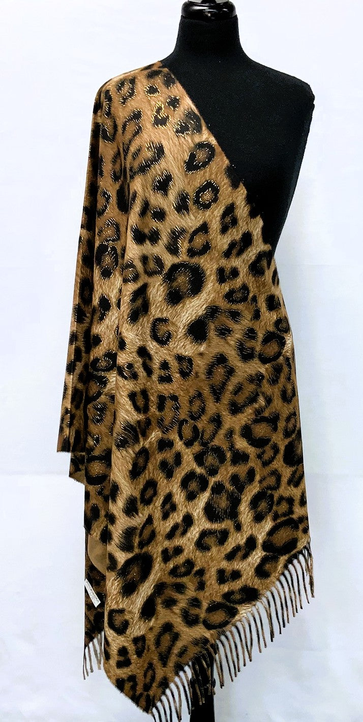 SD2624-3-Shawl Glitz Animal - Brown