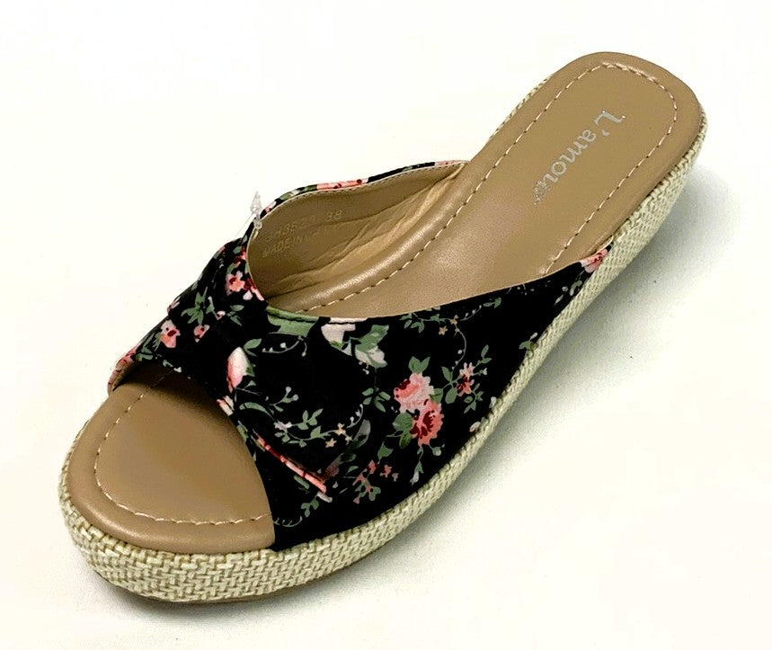 SH3823-Sandals - Black Flower