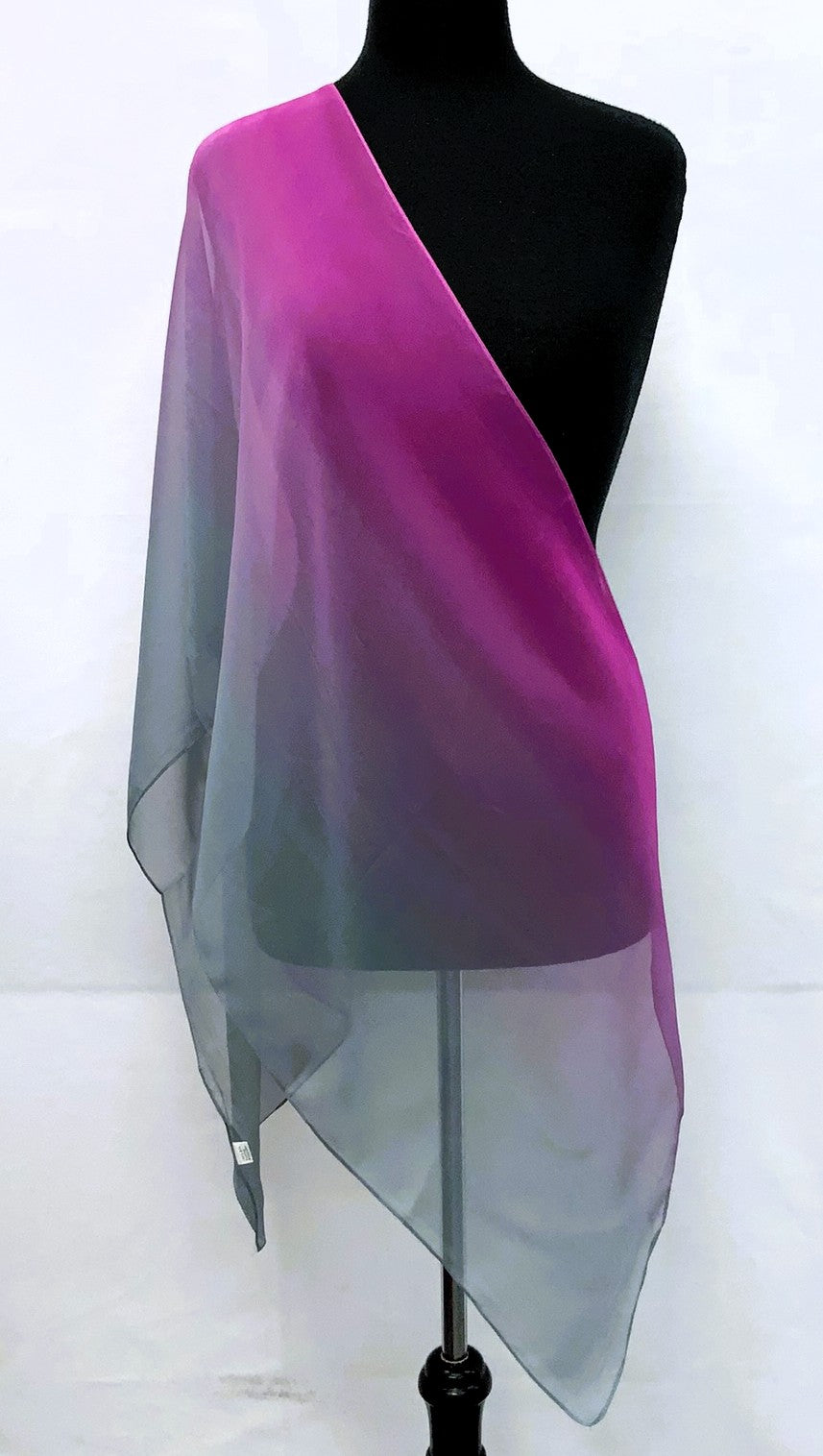 SV1924-1-Scarves  2 Tone - Grey/Fuchsia