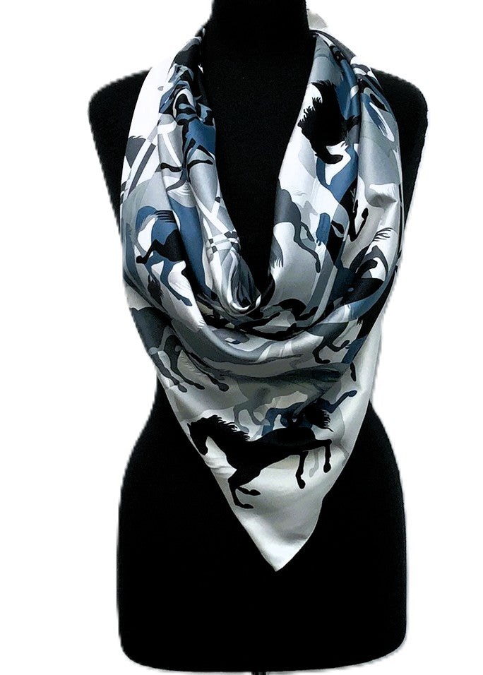 SV1936-1-Sq Scarves - Bk/Gy Horse