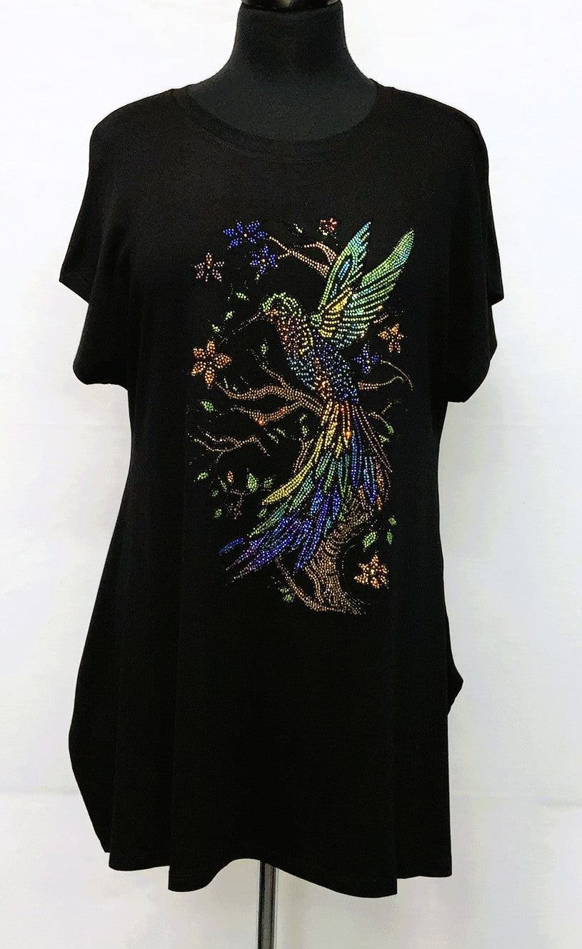 XT55TS30076-Tunic55 - Hummingbird/Tree