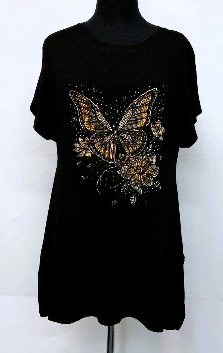 XT55TS30078-Tunic55 - Butterfly Brown w Flower
