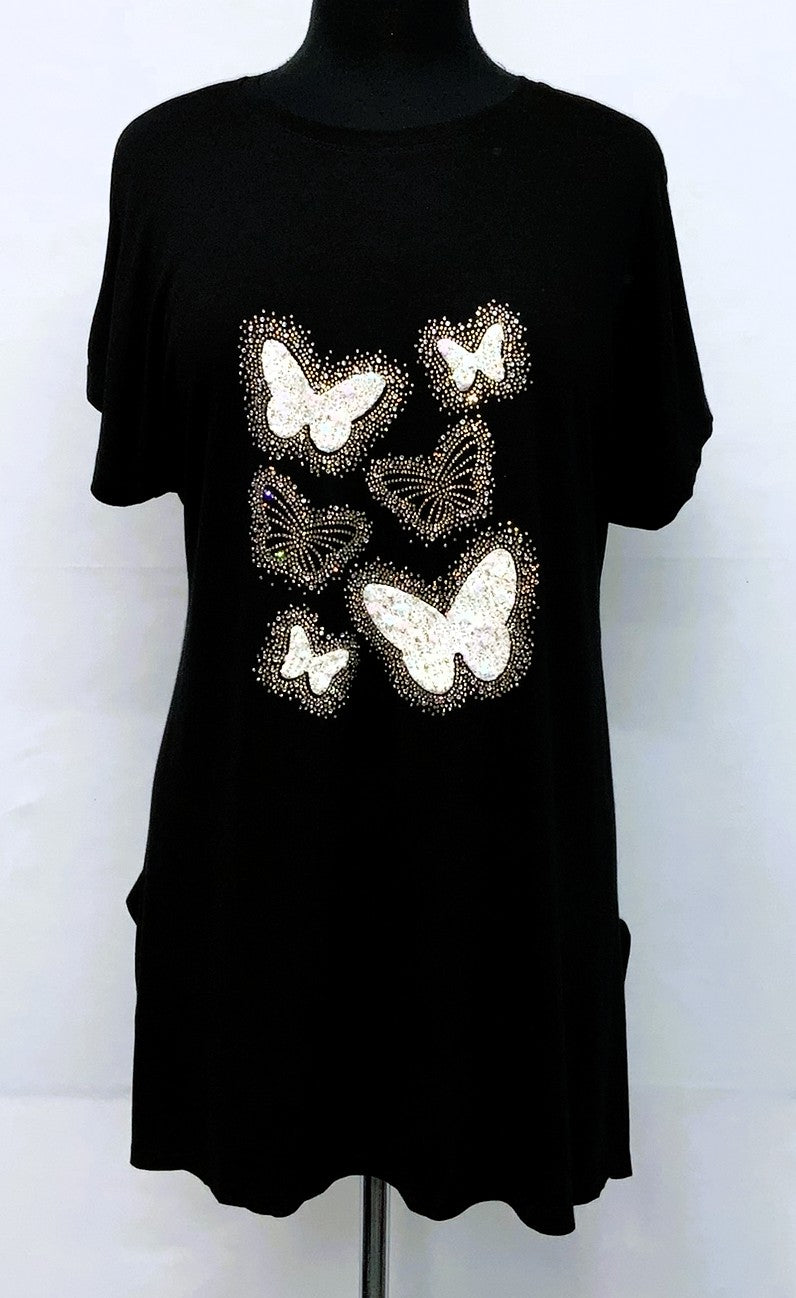 XT55TS30088-Tunic55 - 6 Butterflies Fabric R/S