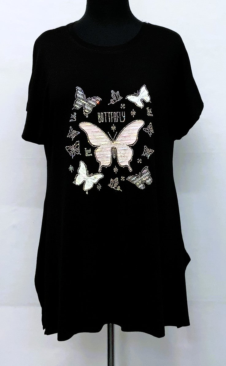 XT55TS30089-Tunic55 - Multiple Butteflies Pink