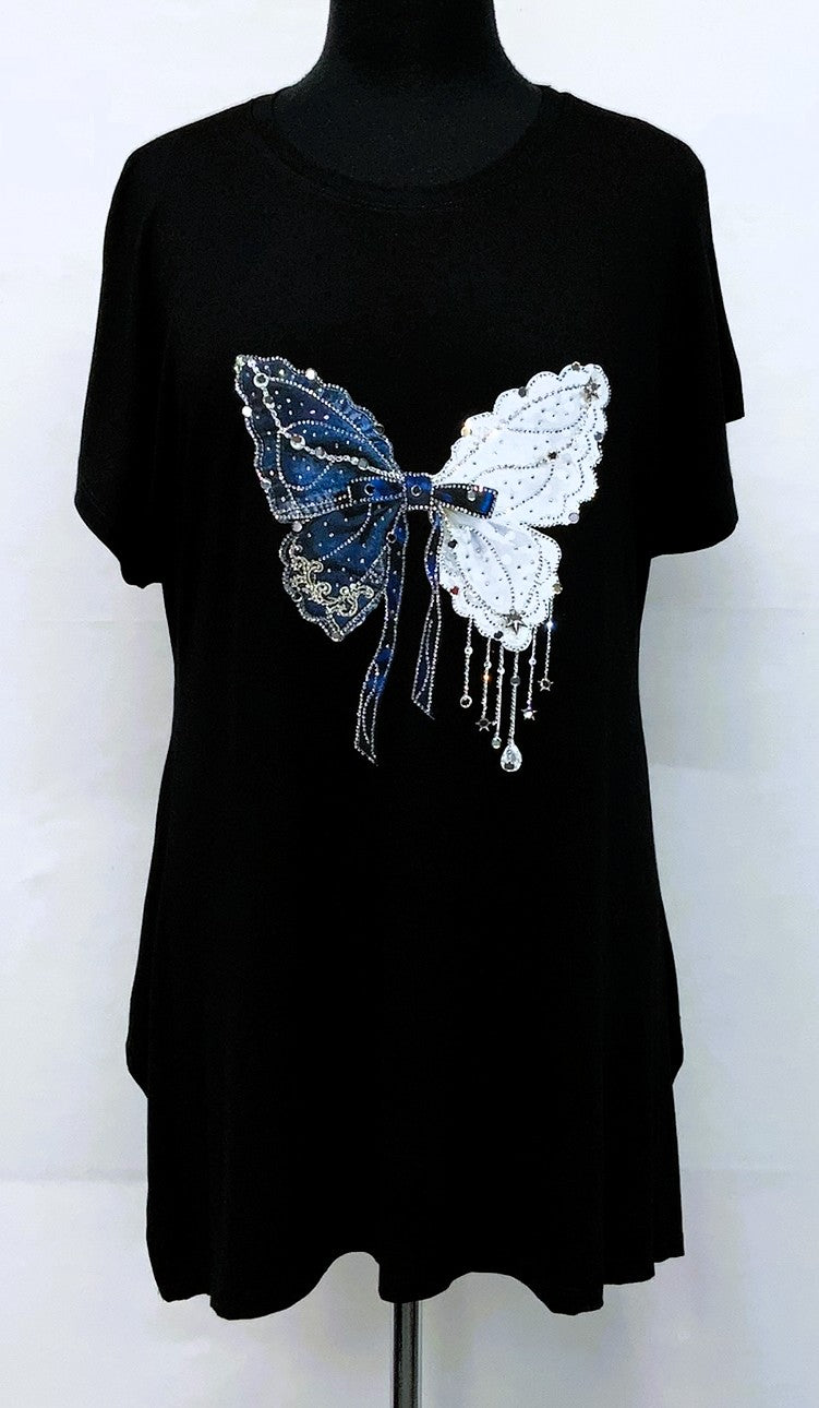 XT55TS30090-Tunic55 - Butterfly - Denim Look