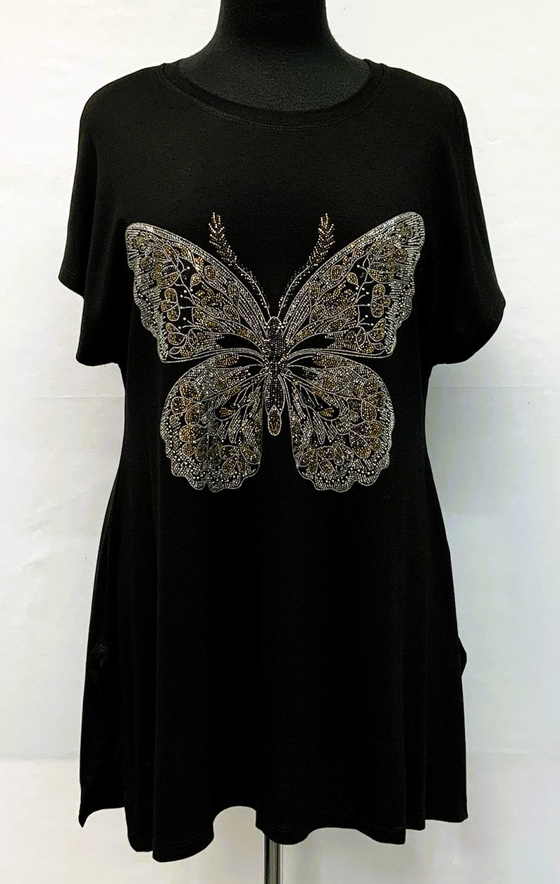 XT55TS30097-Tunic55 - Butterfly Lg Gold/Silver