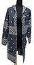 F10513-Long Sweater Hooded Pocket -Black