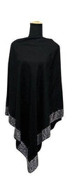 F10773   -   V Poncho Pull On w/ Bling Black ) -