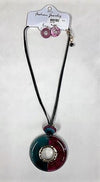 J55746 - Necklace Set Gd Purple Teal