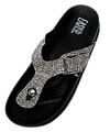 SH5006-Rhinestone Thong Sandal - Bk/Silver
